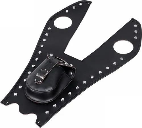 Miniatura 7 de Cubierta de cuero negro para tanque de combustible con bolsa de cartera para Harley Softail Fatboy Heritage Springer FLSTS FLST FLSTN