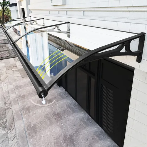 Toldo para ventana de puerta delantera con fregadero grande de aleación de aluminio, cubierta de nieve para lluvia, toldo de entrada, cubierta de