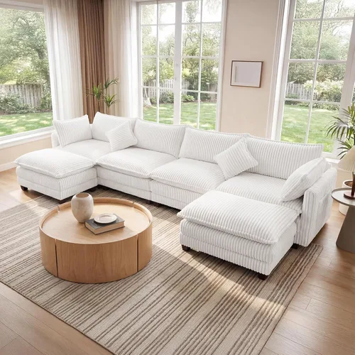 Miniatura 29 de Vesgantti Sofá de nube de 74 pulgadas para sala de estar, sofá modular de 2 plazas, sofá modular de pana de doble cojín, sofás pequeños de pana