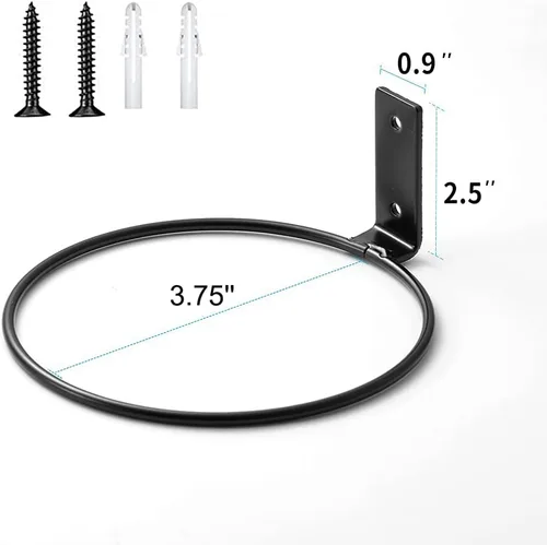 Miniatura 2 de Anillo de soporte para plantas de 4 pulgadas montado en la pared, paquete de 6 ganchos de metal para macetas, soporte para colgar plantas