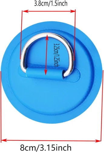 Miniatura 2 de JuneKooler - 8 piezas de anillos en D de acero inoxidable para barco inflable, parche de anillo en D de sup, parche de anillo D para kayak, parche