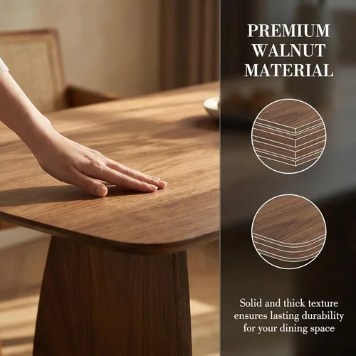 Miniatura 4 de ROCITY Mesa de comedor grande de 70 pulgadas para 6-8 personas, mesa de cocina de madera maciza con patas de madera curvas, mesa de comedor larga