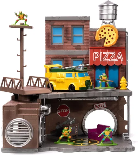 Miniatura 3 de Teenage Mutant Ninja Turtles Turtle Lair Nano Scene con figuras coleccionables fundidas a presión de 1.65 pulgadas, juguetes para niños y adultos