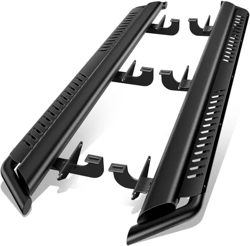 Auto Dynasty Estribos con escalones pintados compatibles con Jeep Wrangler JL Unlimited 2018-2024 de 4 puertas, barra Nerf con escalón lateral, Negro