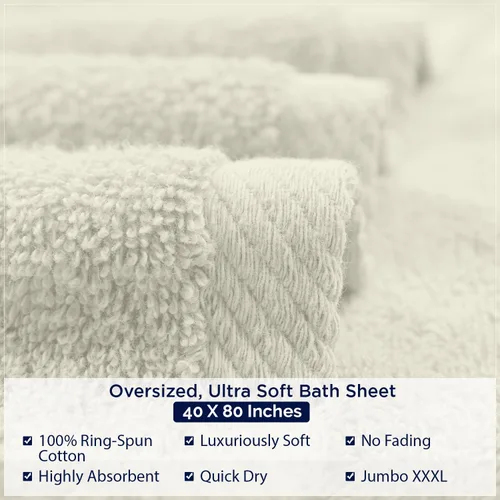 Miniatura 150 de DAN RIVER Paquete de 2 sábanas de baño de 35x70 pulgadas, sábanas de baño jumbo acanaladas para adultos, toallas grandes gruesas y absorbentes