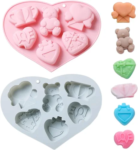 Miniatura 8 de Molde de silicona Chocoalte para el día de San Valentín, 2 formas diferentes, para decoración de pasteles, pequeña herramienta de arcilla de jabón