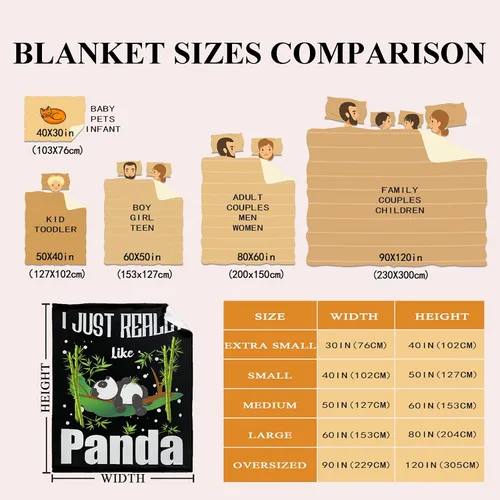 Miniatura 4 de Manta de franela con texto en inglés "I Just Really Like Panda", suave y ligera, para sofá, cama, camping, manta de poliéster, regalo para niñas