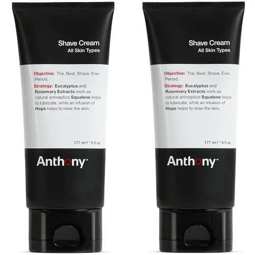 Anthony Crema de afeitar para hombre para pieles sensibles: extractos de escualano, eucalipto, menta verde y romero, ayuda a calmar, refrescar,