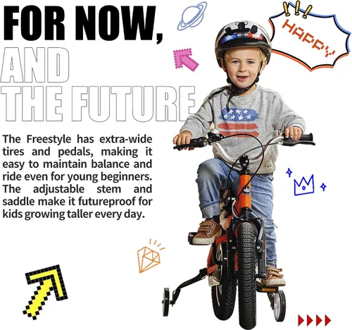 Miniatura 9 de RoyalBaby Freestyle Kids Bike 12 14 16 Inch with Training Wheels, 18 Inch with Kickstand, Bicycle for Ages 3-10 Years Boys Girls