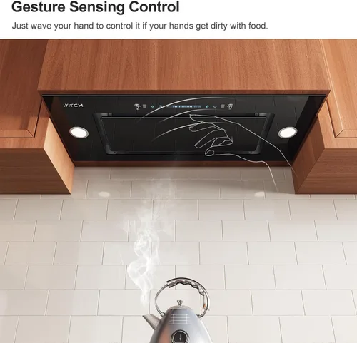 Miniatura 3 de IKTCH Nuevo inserto de campana extractora de 30 pulgadas, campana extractora sin conductos de 900 CFM con ventilador de 4 velocidades, acero Negro