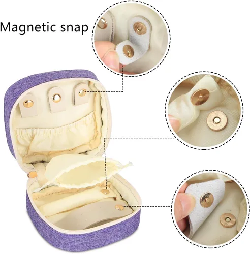 Miniatura 5 de Teamoy Pequeño estuche de viaje para joyas, caja organizadora portátil para joyas, aretes, anillos, collares, perfecto para mujeres, regalo del día