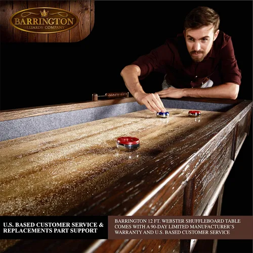 Miniatura 7 de Barrington Billiards 12' Webster Shuffleboard Table with Scratch-Resistant Playfield and 8 Puck Set