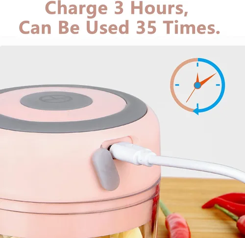 Miniatura 4 de Mini picador de ajo eléctrico, picador de cebolla USB de 100 ml, procesador de alimentos pequeño portátil para jengibre, chile, verduras