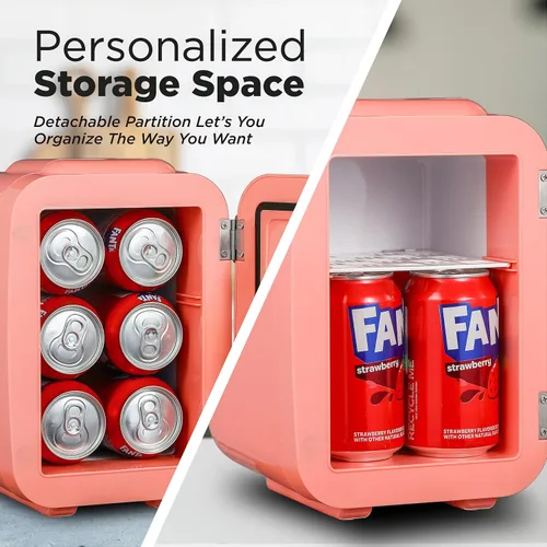 Miniatura 4 de ICEBOX IBMF4BLS - Mini refrigerador para dormitorio, refrigerador para el cuidado de la piel, enfriador portátil y calentador para maquillaje