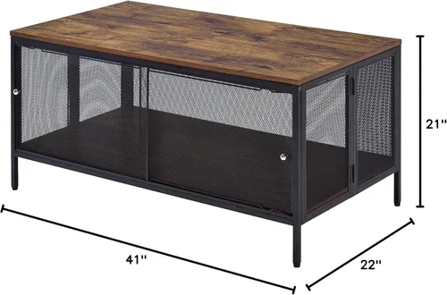 Miniatura 3 de Acme Winam - Mesa de centro rectangular de madera en roble antiguo y negro