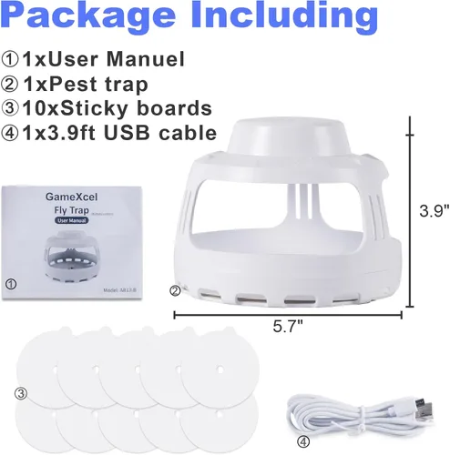 Miniatura 8 de Trampa para pulgas para el hogar, trampa eléctrica de plagas para interiores con 10 recambios de tablero adhesivo, trampa de luz nocturna