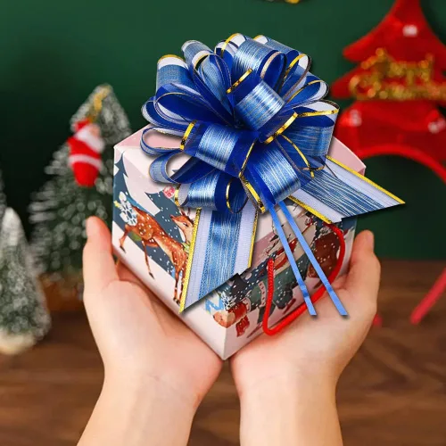 Miniatura 5 de OPSFALCON 6 piezas de lazos grandes con diseño floral azul para tirar, lazos para envolver regalos, bodas, cumpleaños, Navidad, día de San Valentín