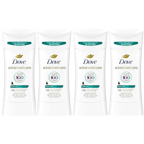Dove Advanced Care Desodorante antitranspirante en barra Sheer Cool para una piel suave y resistente, protección contra el sudor y el olor, 2.6