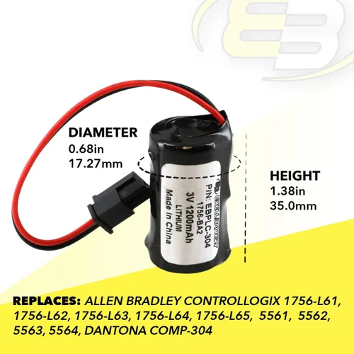 Miniatura 6 de La batería de respaldo de computadora PLC reemplaza a Energy+ 1756-BA2 1756-L61 (Serie B) 1756-L61S 1756-L62 (Serie B) 1756-L62S 1756-L63 (Serie B)