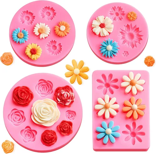 Miniatura 9 de Puyeipt 4 moldes de silicona de fresa, moldes de fondant de fresa 3D para chocolates, dulces, decoraciones de pasteles, adornos para cupcakes