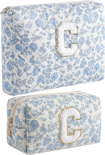 Miniatura 58 de Bolsa de maquillaje alfabética JOVAKIT, bolsa de cosméticos para mujeres, regalos de Navidad para niñas de 6 a 18 años, neceser de viaje con flores
