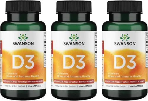 Miniatura 8 de Swanson Vitamina D3 Suplemento de salud ósea, inmune y cardíaca de 5,000 UI para adultos privados de sol que buscan apoyo óseo, inmunológico