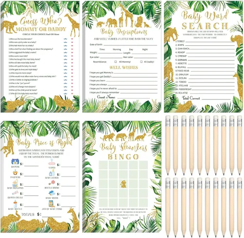 Miniatura 12 de Yinder 145 tarjetas de actividades para juegos de baby shower con 20 lápices, incluye descripción de bingo para bebés y deseos, adivina quién es