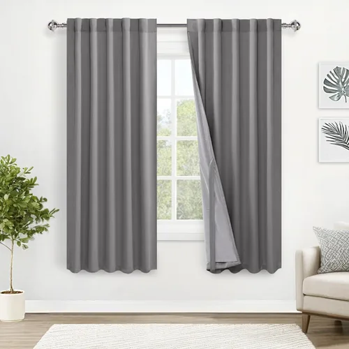 Miniatura 64 de XWZO Cortinas blancas 100% opacas con alzapaños, 2 capas gruesas completamente sombreadas con bolsillo para barra y pestaña trasera, cortinas