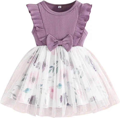 Vestido de tul tutú para niñas pequeñas, sin mangas, con volantes, esponjoso, lindo, vestido de verano para fiesta escolar casual
