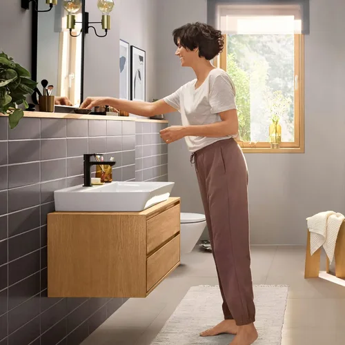 Miniatura 2 de hansgrohe Rebris E 72557821 - Grifo de baño con 1 agujero, mango único, grifo de lavabo para tocador con montaje de drenaje emergente, 1.2 GPM