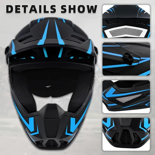 Miniatura 5 de Casco de motocross para jóvenes, cascos de bicicleta de tierra para niños, cascos de motocicleta todoterreno, bicicleta de montaña, BMX, MX