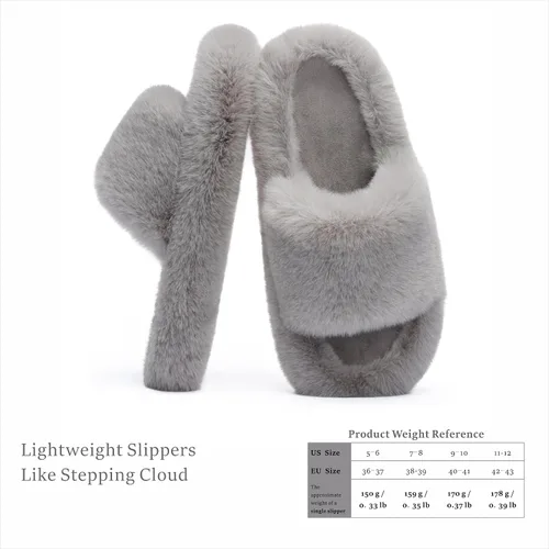 Miniatura 3 de Pantuflas de espuma viscoelástica para mujer, pantuflas de dormitorio para mujer, mullidas, cómodas, con forro de piel sintética, suela