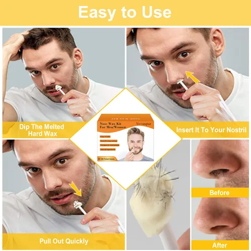 Miniatura 4 de Kit de cera nasal de 4.23 oz para hombres y mujeres, kit de depilación nasal con más cuentas de cera para el cabello de la nariz (20-30 usos), 30