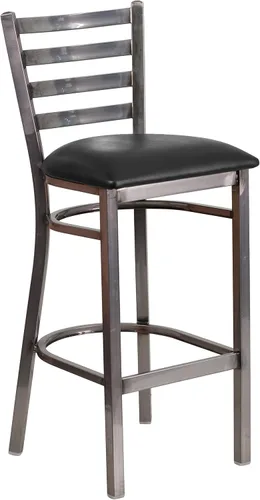 Miniatura 11 de Flash Furniture HERCULES Series - Taburete de bar de metal con revestimiento transparente para restaurante, asiento de madera de cerezo Asiento