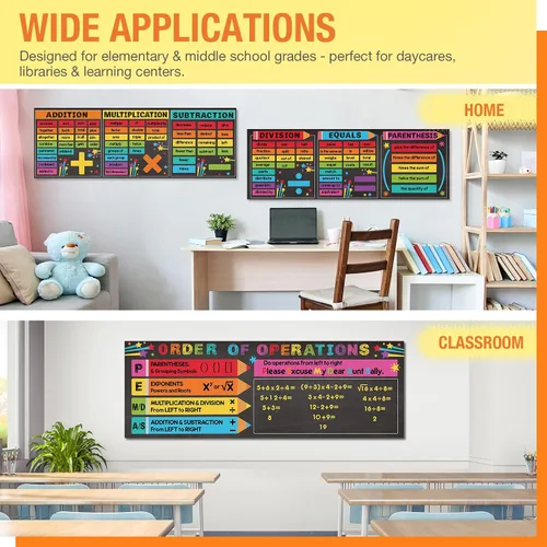 Miniatura 7 de Tenceur 3 carteles educativos con símbolos de matemáticas, decoración de aula, temática de matemáticas, tablón de anuncios, pancarta de palabras