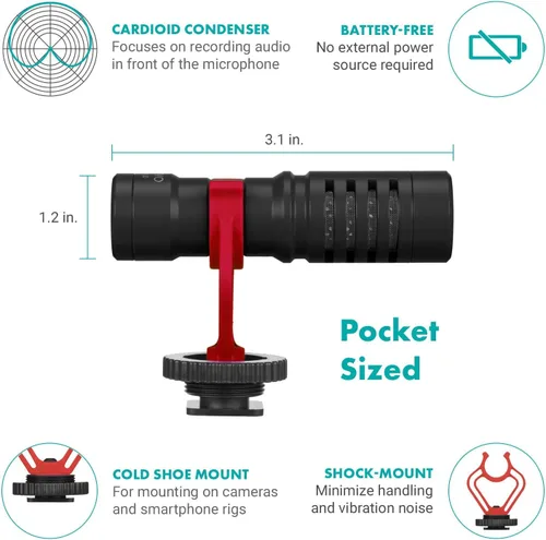 Miniatura 3 de Movo Kit de vlogging para teléfono inteligente para iPhone con micrófono de escopeta, mango de agarre, correa de muñeca para teléfonos inteligentes