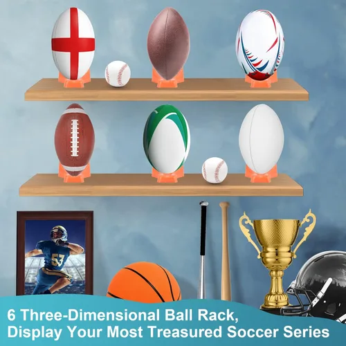Miniatura 6 de Eastgoing 6 piezas de camiseta de fútbol estilo patada, soporte de exhibición de fútbol compatible con todos los tamaños de pelota, soporte