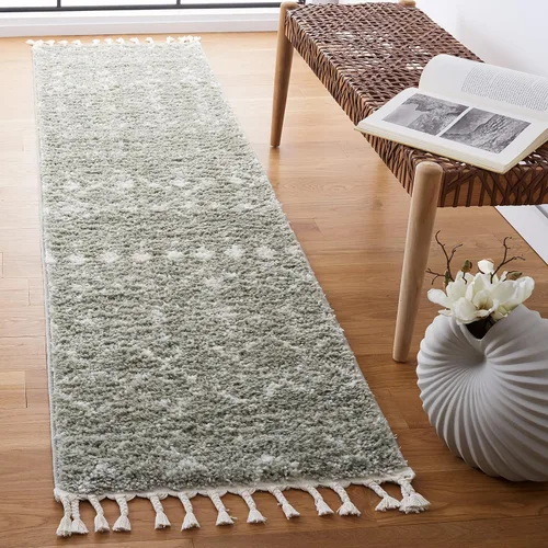Miniatura 42 de SAFAVIEH Berber Fringe Shag Collection - Alfombra decorativa de 2 pies 2 pulgadas x 4 pies, color crema y gris oscuro, diseño que no desprende