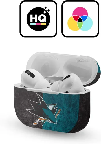 Miniatura 2 de Head Case Designs Calcomanía de vinilo con licencia oficial de la NHL de San José Sharks medio envejecidos, compatible con Apple AirPods 3 de 3ª