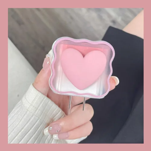 Miniatura 3 de Waves - Cable de datos con forma de corazón rosa de 18 W, 20 W, protector de cargador USB, protector de cable para auriculares, compatible