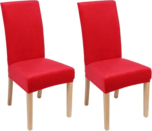 Miniatura 51 de smiry - Fundas para sillas de comedor de terciopelo elástico y suave, extraíbles, Terciopelo, Beige