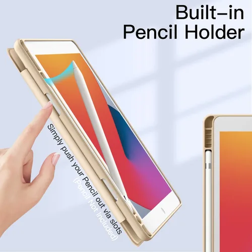 Miniatura 5 de JETech Funda para iPad de 10.2 pulgadas (9ª/8ª/7ª generación, 2021/2020/2019) con soporte para lápices, carcasa trasera transparente, soporte