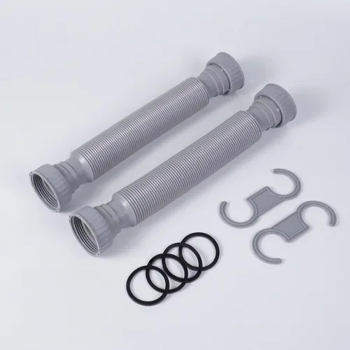 Miniatura 9 de iFealClear Paquete de 2 tubos de drenaje P-Trap, tubo de drenaje flexible para fregadero con 4 anillos de sellado de goma, tubo de trampa P Gris