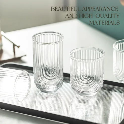 Miniatura 2 de Vasos de cóctel Art Deco, juego de vasos acanalados de 8,14 onzas y vasos de cóctel de 12 onzas, vasos de agua de cocina, vaso de bar, juego