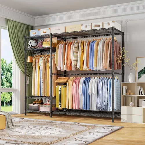 Miniatura 2 de Ulif F7 Plus - Perchero de ropa resistente, perchero para colgar ropa, 6 niveles, estante de almacenamiento portátil independiente de 68 pulgadas