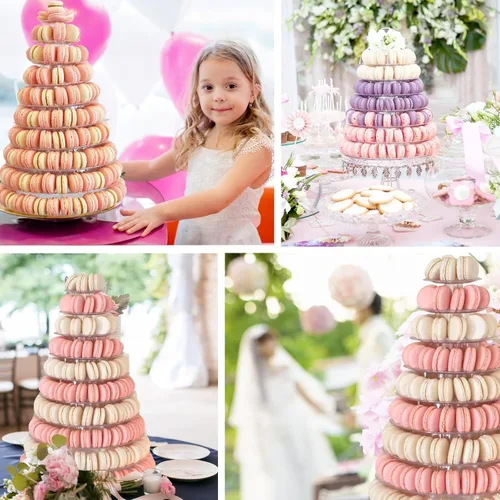 Miniatura 6 de Soporte redondo de 3 niveles para cupcakes, soporte de torre de acrílico para pasteles, estante de exhibición de macarons, galletas, dulces, bufé