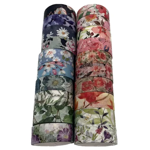 Miniatura 6 de Juego de 20 rollos de cinta washi floral de 0.591 in de ancho, cintas decorativas de papel para álbumes de recortes, diario, planificador