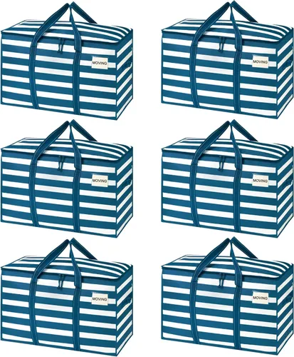 Miniatura 29 de VENO - Paquete de mudanzas, cajas de almacenamiento para embalaje universitario con tapas alternativas, para dormitorio, extragrande, asas
