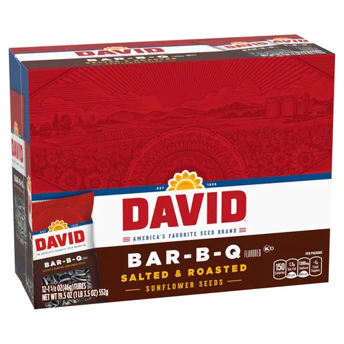 Miniatura 5 de DAVID Semillas de girasol, sabor Bar-B-Q, aperitivo de béisbol para el día del padre, 1.625 onzas (paquete de 12)