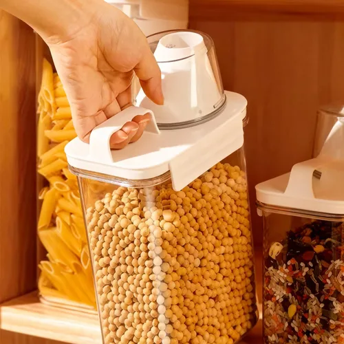 Miniatura 5 de Juego de 2 recipientes de almacenamiento de cereales mejorados, organizador hermético de almacenamiento de alimentos de 54.1 fl oz (54 onzas)